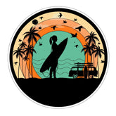 Car Sticker of Retro Surf- girl sticker-decal-vehicle-,-car-motorhome-van-vanlife-truck-window - Mega Sticker Store